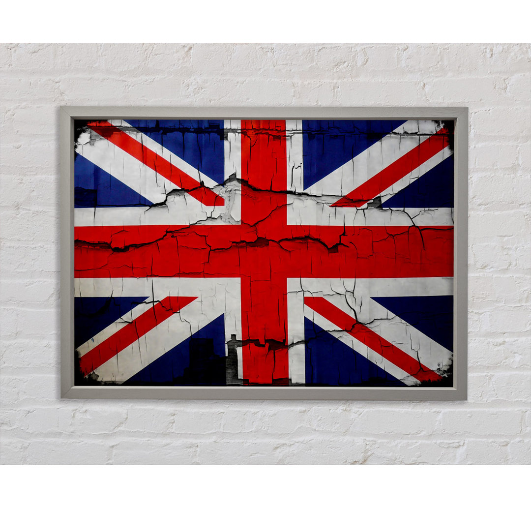 United Kingdom Flag Cracked - Einzelner Bilderrahmen Kunstdrucke auf Leinwand