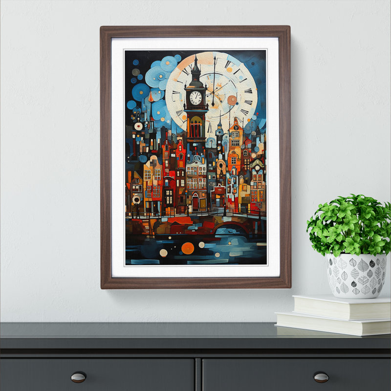 XYZ-FRM-V1223-1794 Amsterdam Dadaism - Single Picture Frame Print on Wood, Walnut, 64cm H x 46cm W x 2cm D