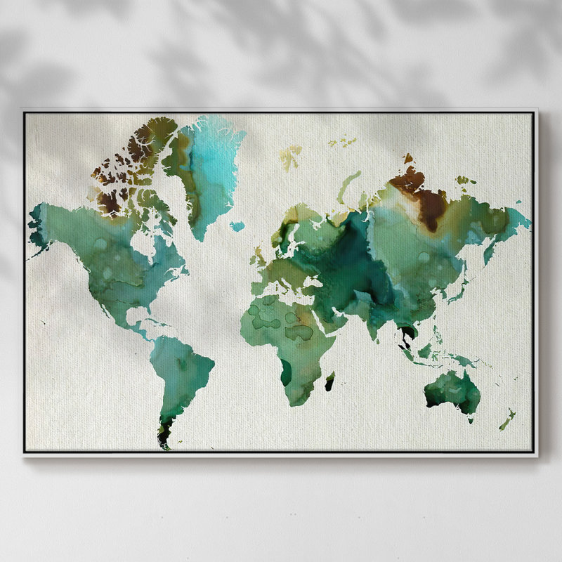 " Inky World ", 25" H x 37" W x 2" D, White