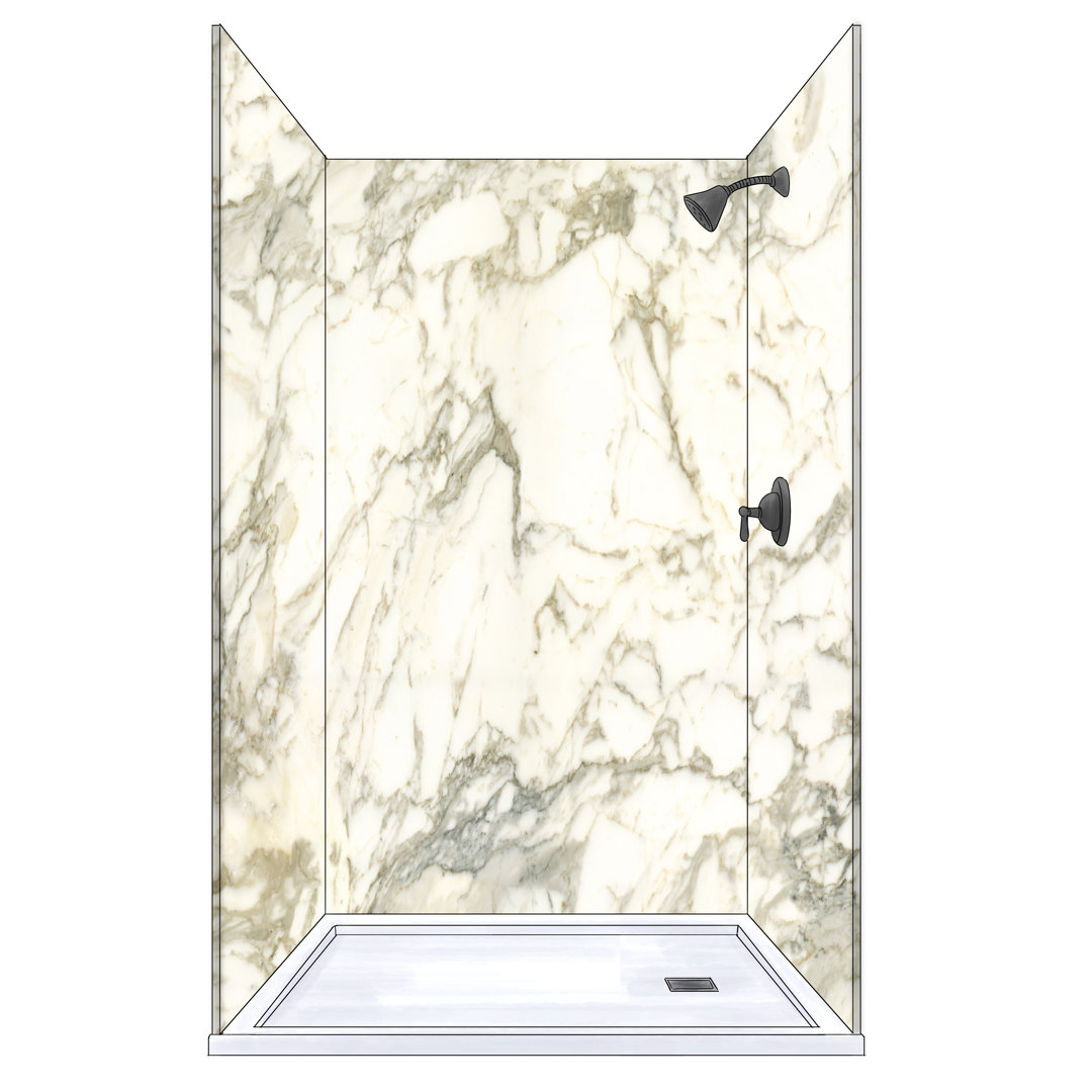 Polymarm 48" W 80" H 36" D Three Wall Composite Shower Wall Panel Surround Polymarm 