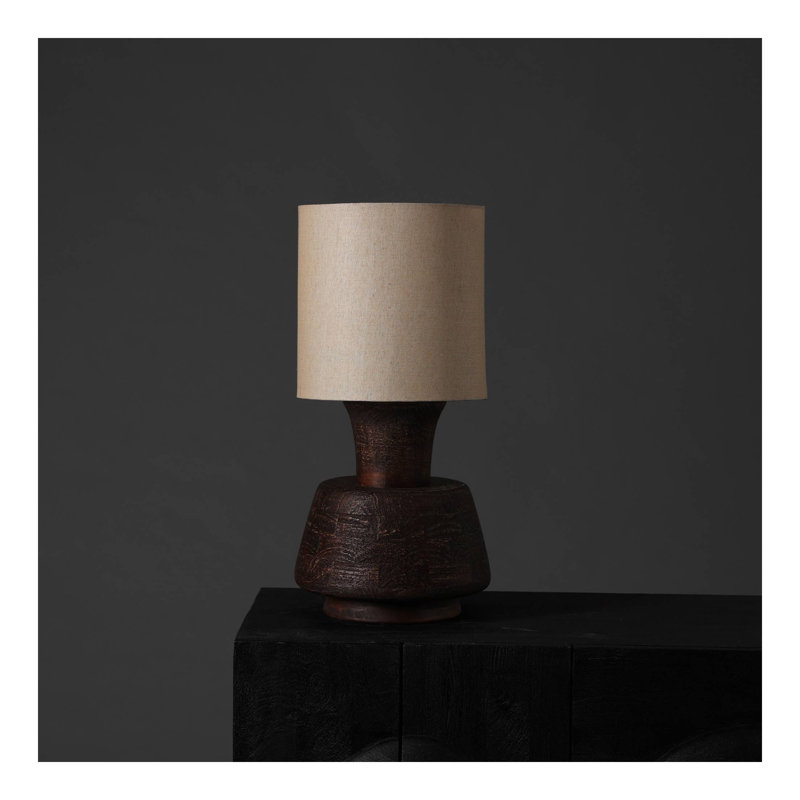 Lampe de table artisanale artisanale avec base en bois fabriquée à la main
