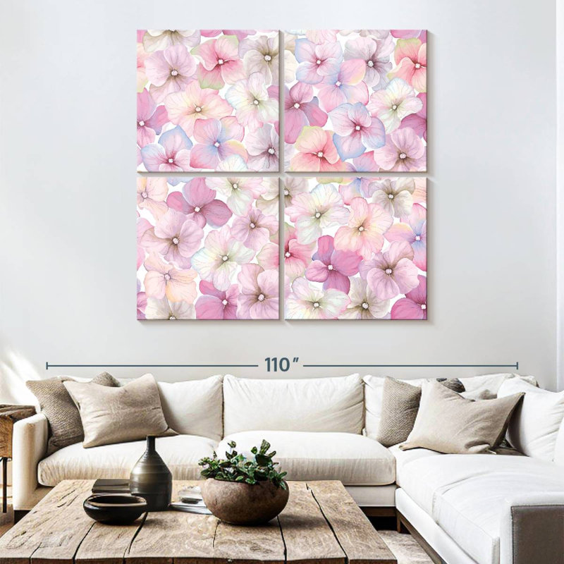 Harnek Gradient Pink Hydrangeas, 74" H x 74" W