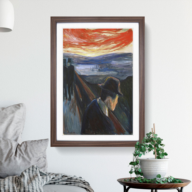 Despair by Edvard Munch - Picture Frame Painting, 65cm H x 48cm W x 2cm D, Walnut Framed