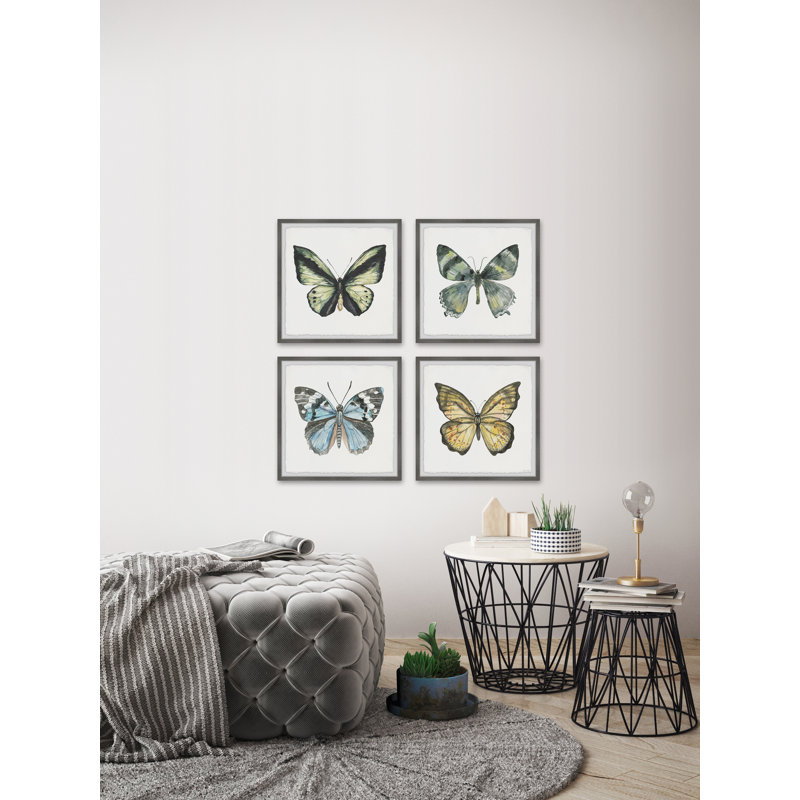 Fly Like A Butterfly by Marmont Hill - 4 Piece Single Picture Frame Painting Set, 61cm H x 61cm W x 3.81cm D