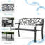 Banc de jardin en acier noir à 2 places avec dossier floral et structure résistante aux intempéries l 50 po x P 23,6 po x H 34,3 po