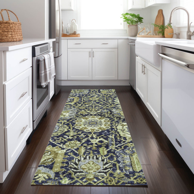 Machine Washable Indoor/Outdoor Christain ACN1321 Fern Rug, Runner 2'3" x 7'6"