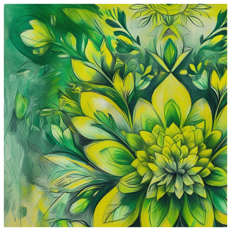 Green Floral Illustration Blankets, 60in W x 80in H
