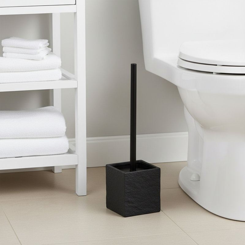 Evideco Resin Toilet Brush And Holder, Black