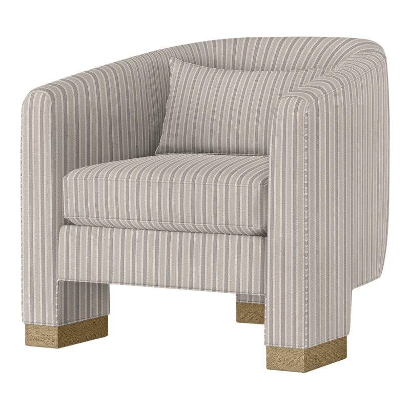 Fauteuil demi-tonneau Admiral, Perigold Piccadilly rayé patiné, Dune