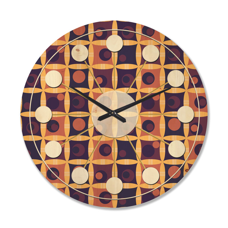 Horloge murale rétro en bois rétro Mid-Century, Grand
