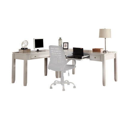 Ensemble de bureau d'ordinateur en L en bois massif 3 pièces Annmarie