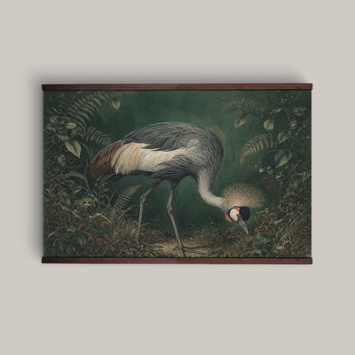 Crowned Crane Botanical Canvas Wall Hanging Tapestry