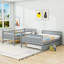 Lit simple superposé en bois avec lit gigogne simple et échelle robuste-1698108751