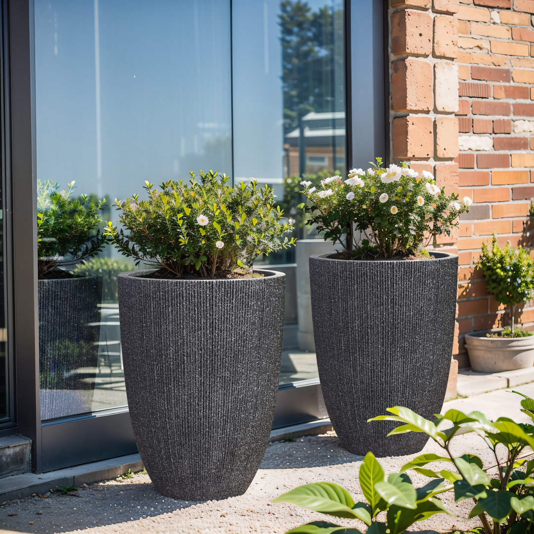 Mediterranean 19.2inch Tall Tapered Round Plastic Pot Planters Set