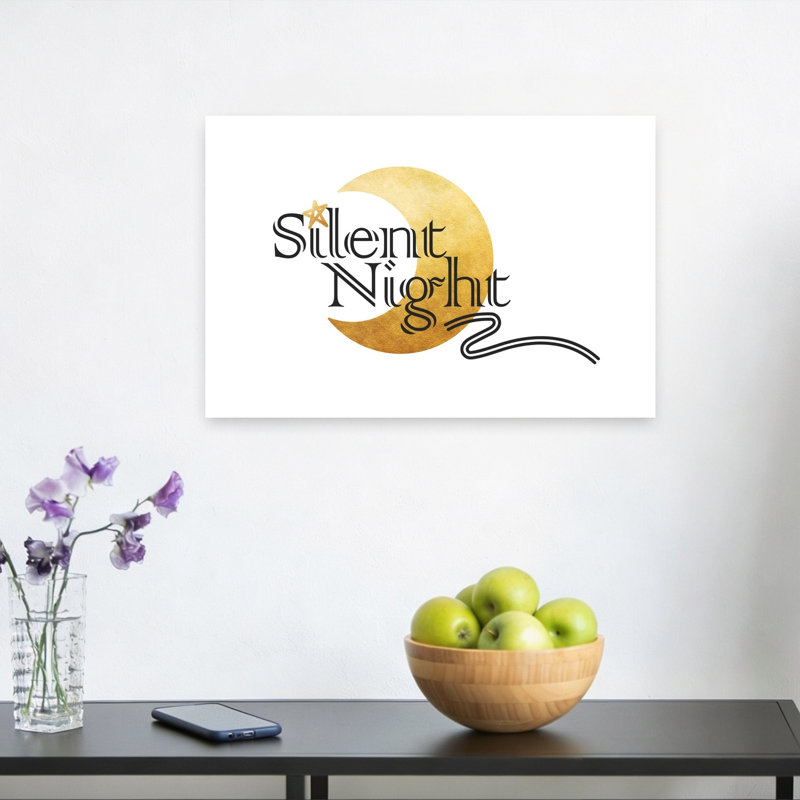 «Silent Night Golden Crescent Abstract Contemporary Winter», reproduction d'art mural, H 12 po x l 18 po