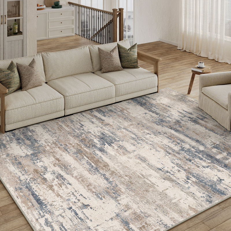 Sarah Modern Abstract Machine Washable Area Rug with Non-Slip Backing, Rectangle 6' x9'