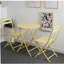 Ensemble bistro 3 pièces de table ronde pliable et chaises, jaune-2107485249