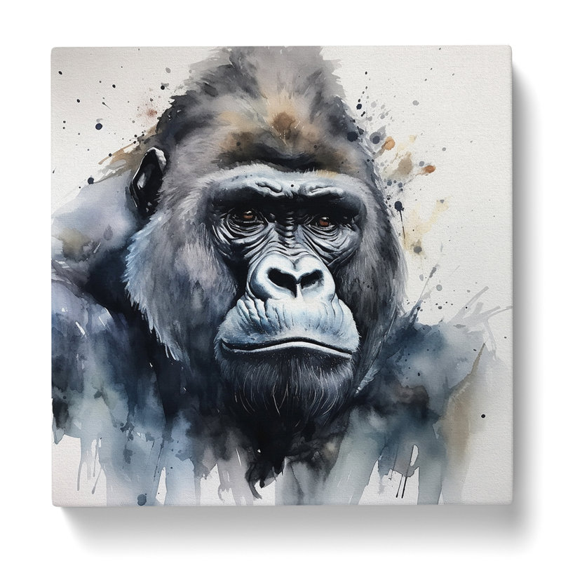 Gorilla Watercolour - Wrapped Canvas Square Print, 50cmH x 50cmW