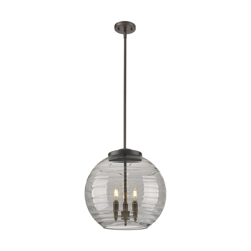 Luminaire suspendu 3 lumières Christly, H 17,13 po x l 15,75 po x P 15,75 po, Brun foncé, Gris fumée clair