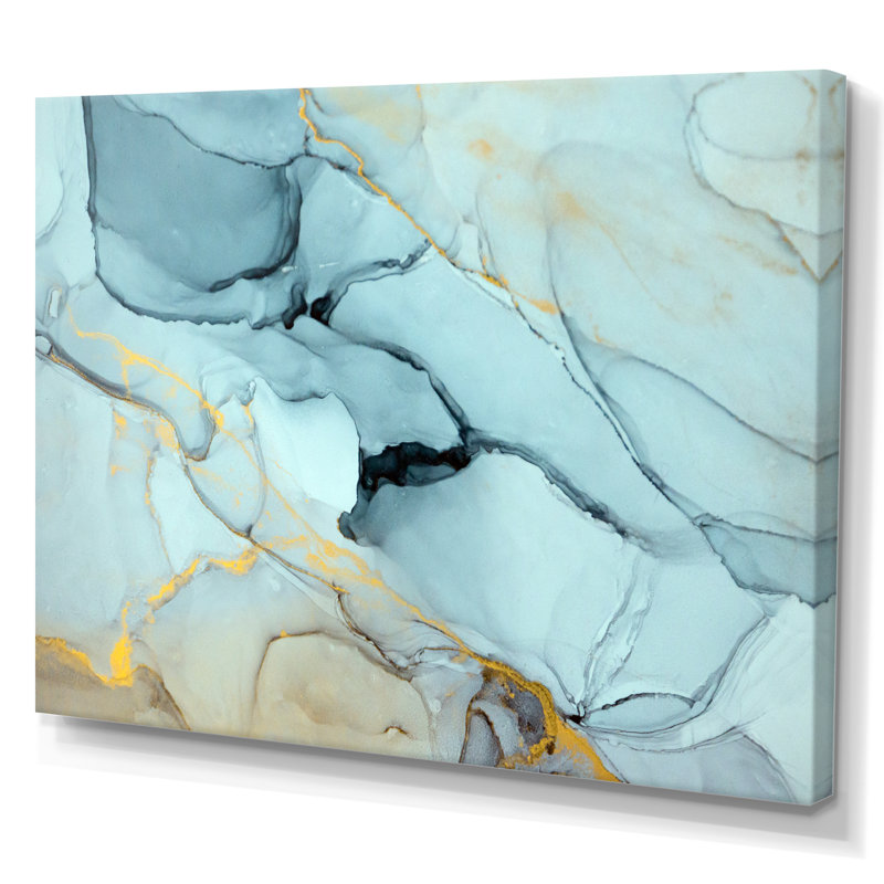 «Golden Turquoise», art mural sur toile Glam, H 24 po x l 36 po x P 1 po, Toile tendue