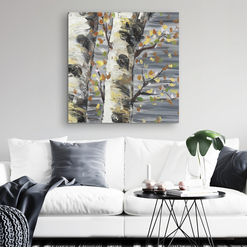 Budding birches - 32"x32" art on canvas