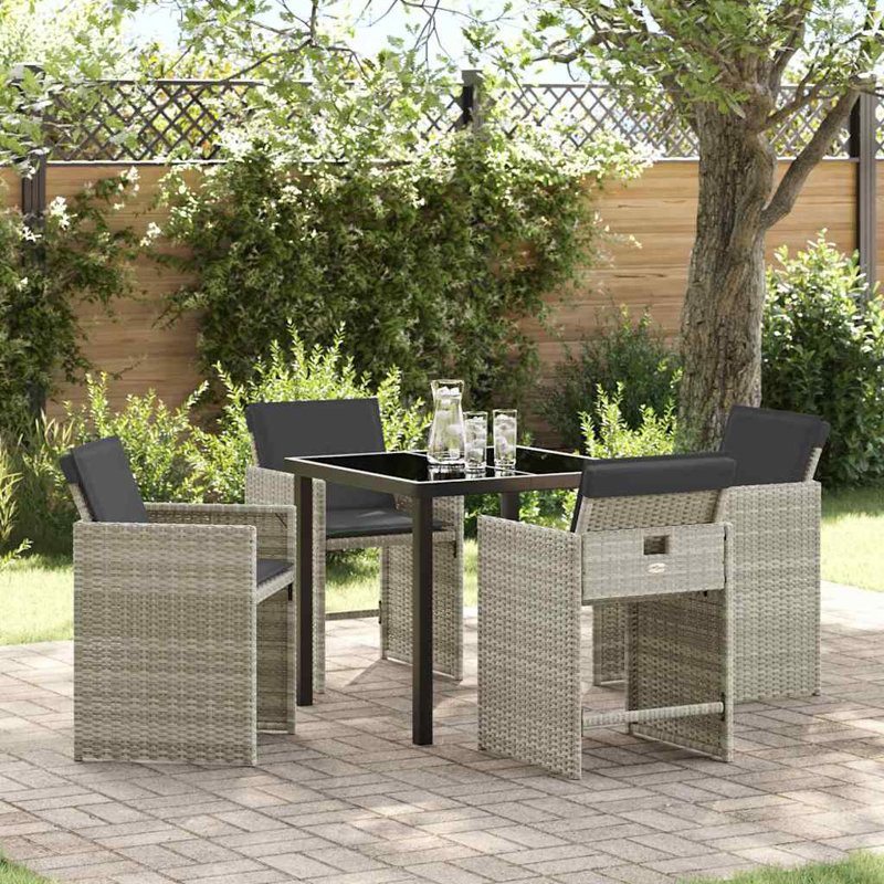 4 - Person Patio Dining Set with Rectangular Table , Cushions Included, Grey, Light Grey