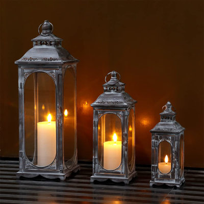 Set of 3 Vintage Candle Lanterns 26/35/50 cm High