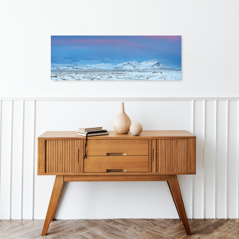 «Snowy Mountain Winter Dawn», art dramatique serein et paisible paysage de montagne, H 12 po x l 36 po