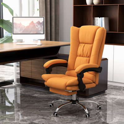 Chaise avec 4 fonctions de traitement de vibration et de traitement thermique, 3 modes, une hauteur réglable, un repose-pieds inclinable à dossier, une chaise de bureau en similicuir brun, un siège pour professionnel