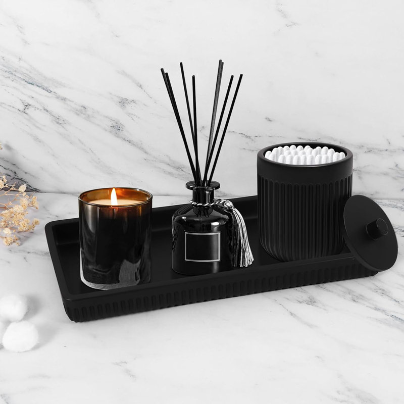 Resin Matte Black Bathroom Accessory Set