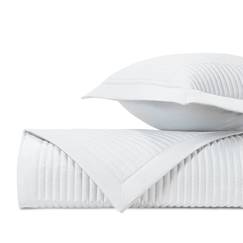 Channel Quilted Sateen Coverlet, Queen Coverlet / Bedspread, White