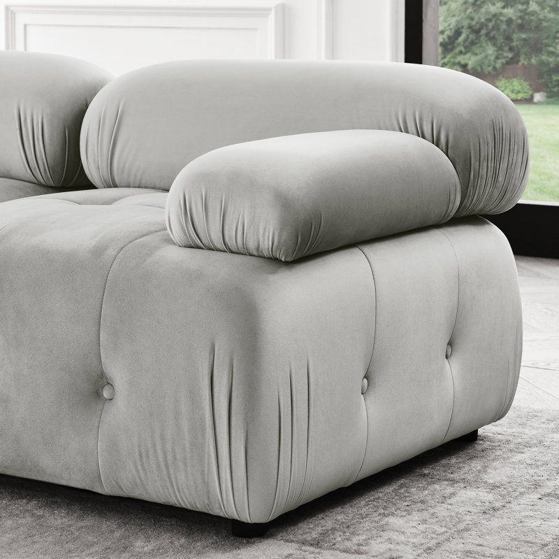 Modular Sectional Sofa, Button Tufted Designed And Diy Combination,L Shaped Couch With Reversible Ottoman, Light Gray Fabric