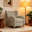 Fauteuil d'appoint en tissu chenille camel de style nordique, fauteuil inclinable multifonctionnel à dossier incurvé avec repose-pieds extensible, canapé une place décoratif pour salon, bureau et salle de loisirs