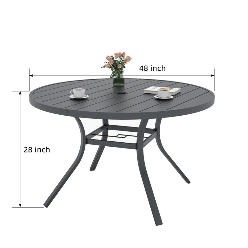 Outdoor Round Dining Table, 28" H x 48" W x 48" D