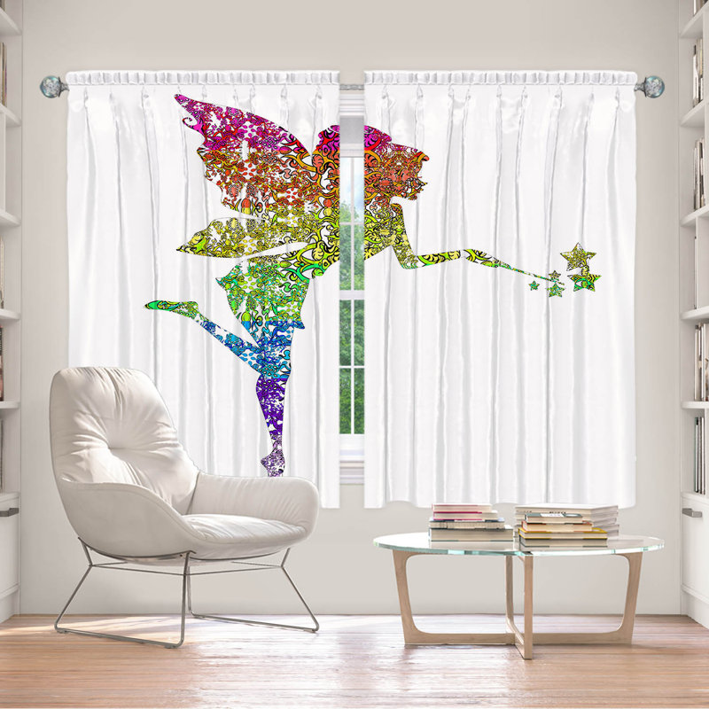 Paire de rideaux obscurcissant en polyester Friedlaender, Rose / mauve / vert / bleu / blanc, L 20 po x L 82 po