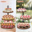 Grand support à petits gâteaux à 3 niveaux, support à petits gâteaux ronds pour 50 petits gâteaux, présentoir de table à desserts rustique