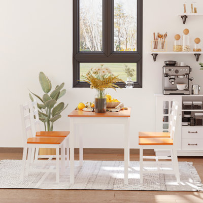 Modern 5 Piece Small Space Kitchen Dining For 4, Wood Chairs, Rustic White Room Table And Chairs , Breakfast Nook