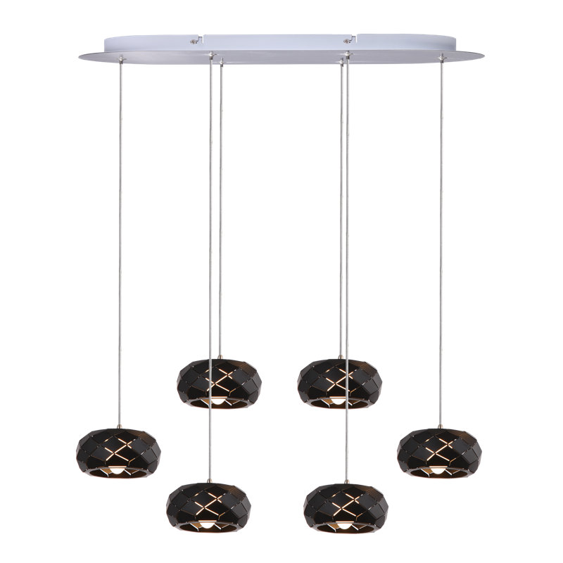Luminaire suspendu en grappe 6 lumières Bixby, Noir
