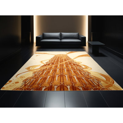 Machine Washable Aedan Champagne Tower Posh & Luxe Rug in Beige – Beige Binding