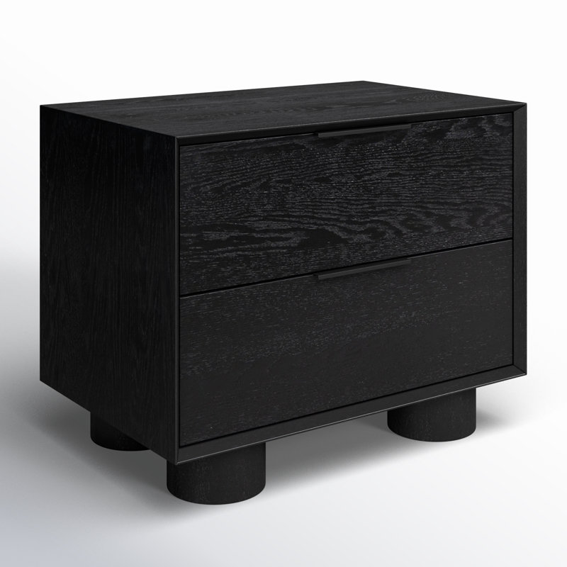Addyson Wood 2 Drawer Nightstand, Black