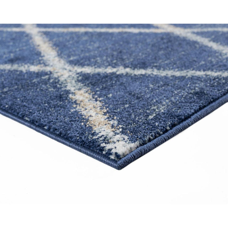 Tapis denim à motif géométrique Bellicent, Rectangle 8 pi x 10 pi