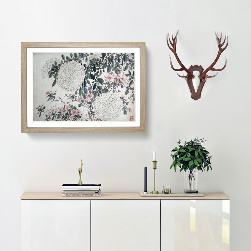 Garden Flowers Vol.3 by Chen Daofu - Framed Print, 48cm H x 65cm W x 2cm D, Oak Framed