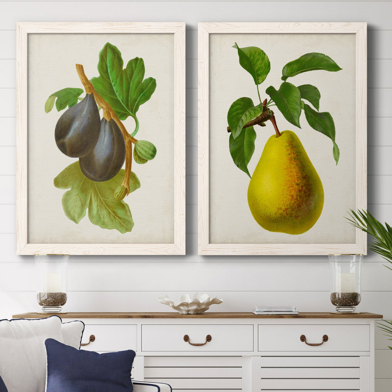 Antique Fruit VI - ensemble de 2 reproductions d'art sur toile, H 37,5 po x l 55 po x P 1,5 po, Toile blanche encadrée