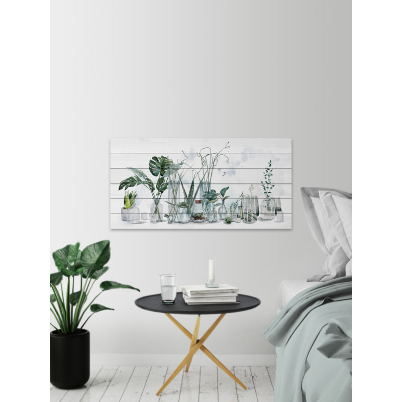 «Interior Houseplants», reproduction sur bois blanc, H 22,5 po x l 45 po x P 1,5 po