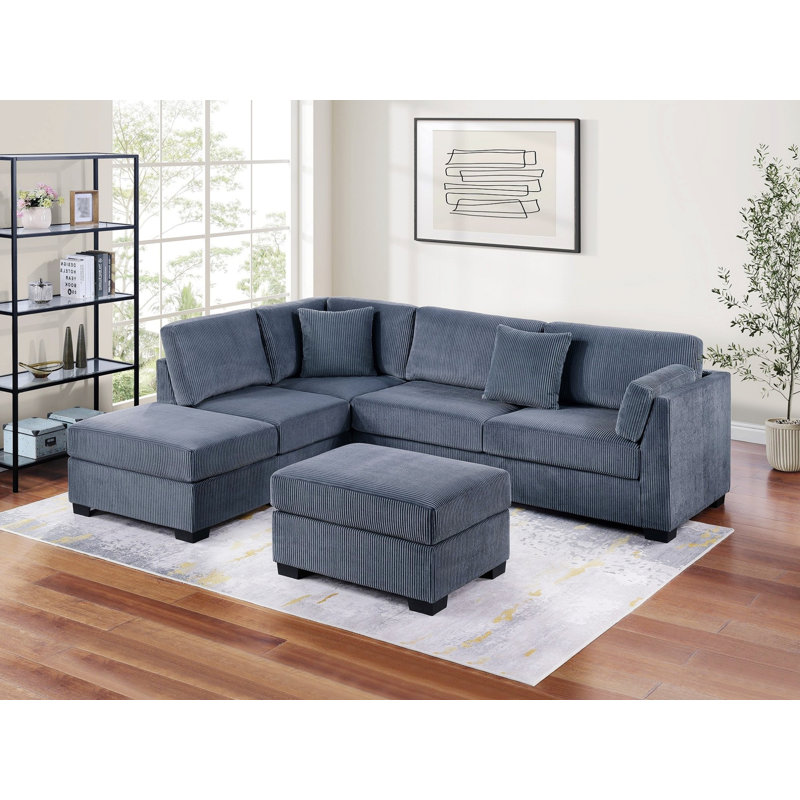 Canapé modulaire, canapé rembourré avec repose-pieds pour le salon, Gris foncé