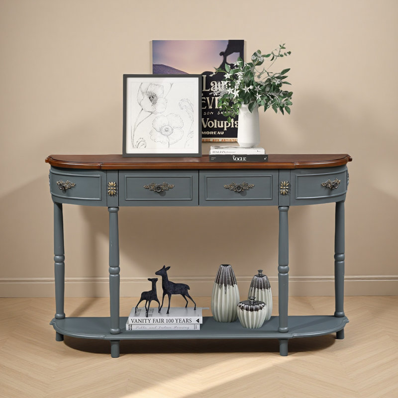 Driscilla Retro Style 52 inch Solid Wood Console/ Sofa Table, Gray