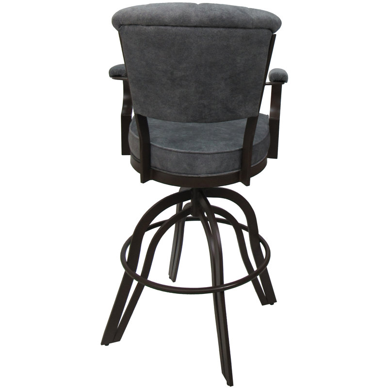 Raddie Swivel Metal Bar Stool 30" Seat, Gray, Brown