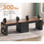 Bureau d'ordinateur 90,5 "pour 2 personnes, bureau long avec tiroirs de rangement-789187174
