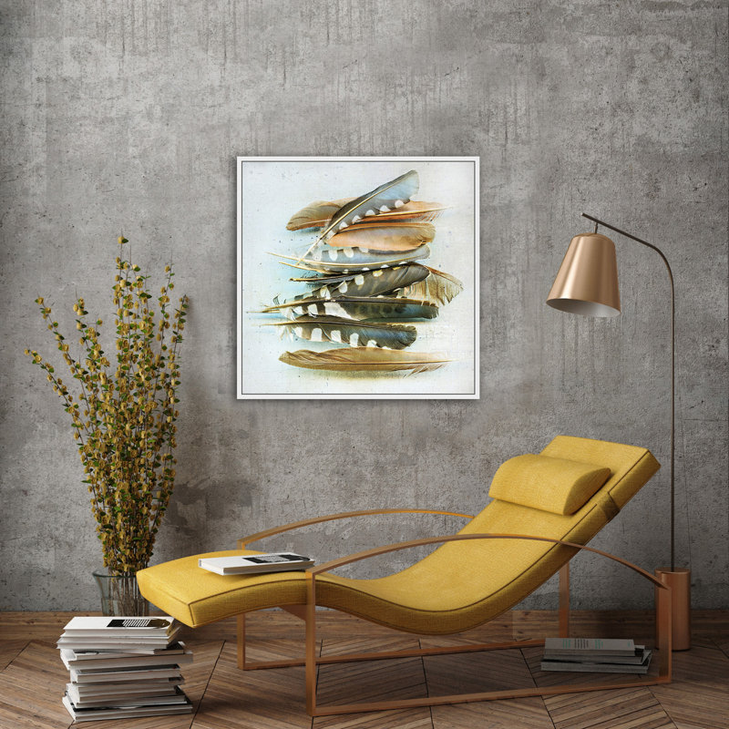 " Spotted Feather Study " Painting Print, White Framed, 38" H x 38" W x 2" D