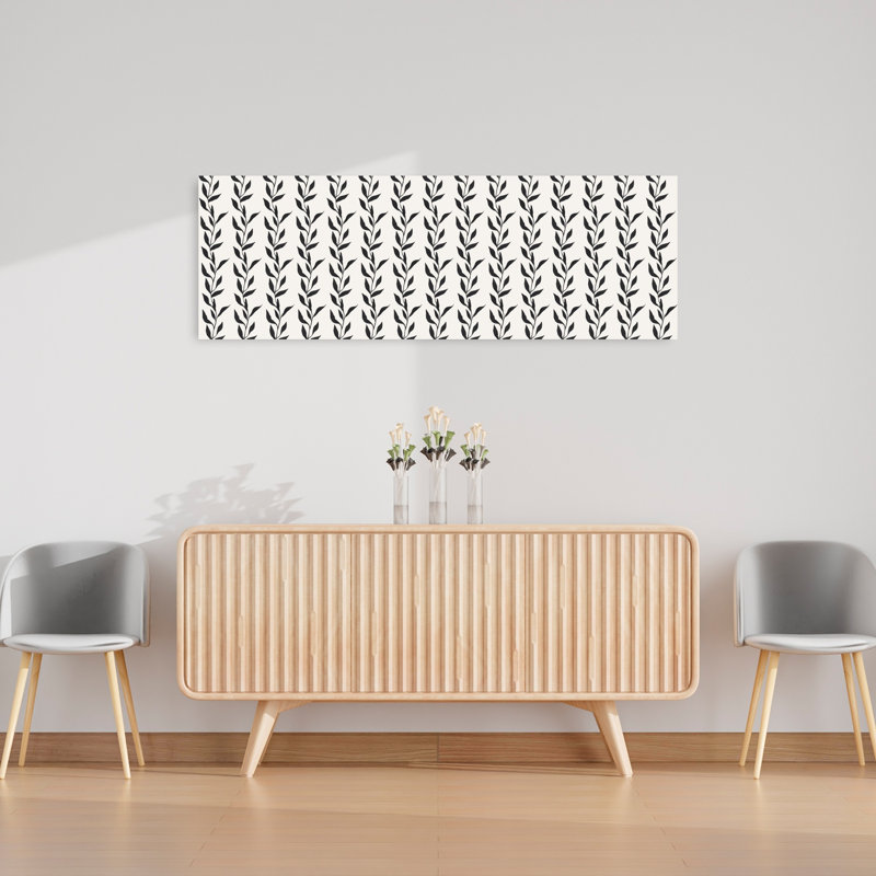Art mural abstrait de plante biologique, H 16 po x l 48 po